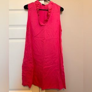 Crown & Ivy - Pink sleeveless shirt dress with ruffle neckline